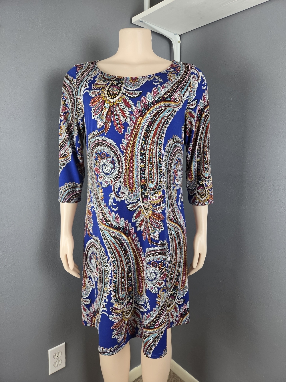 Roz & Ali Multicolor Paisley Dress with Blue Base